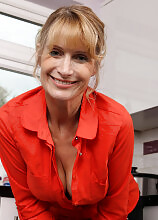 Mature babe Jane B rocking in red