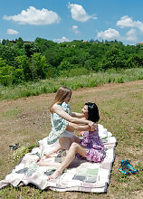 Old and young lesbian Picnic Sexdate on a sunny day