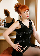 Sultry Red in lingerie